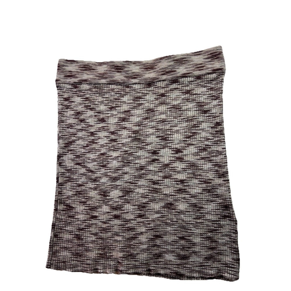 Garage Ribbed Bodycon Stretchy Space Dye Yarn Mini Skirt Jupe Brown Stone XS NWT